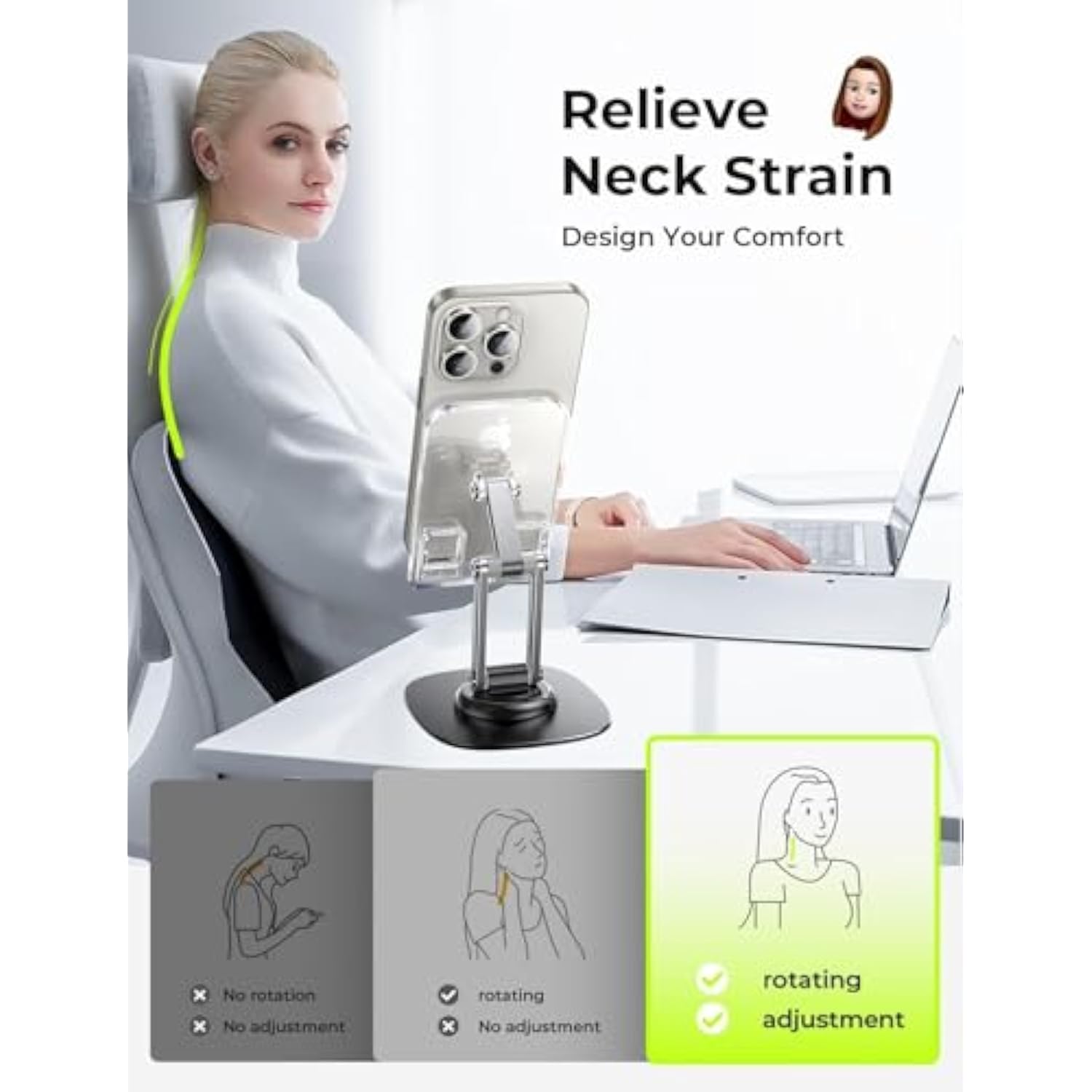 Cell Phone Stand For Desk, Phone Holder For Desk Iphone Stand, Cute Phone Office Accessories For Women - Cubicle Accessories, Acrylic Iphone Holder, Soporte Para Celular Suitable For 4-11''