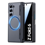 For Samsung Galaxy Z Fold 6 Case With Magsafe, [Built-In Privacy Screen Protection] [S Pen Holder & Hinge Cover] Translucent Matte Strong Magnetic Shockproof Case For Z Fold 6 (Matte Black)