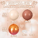Retro Beige Orange Brown Foil Balloons 9Pcs 22 Inch Baby Shower Fall Decor