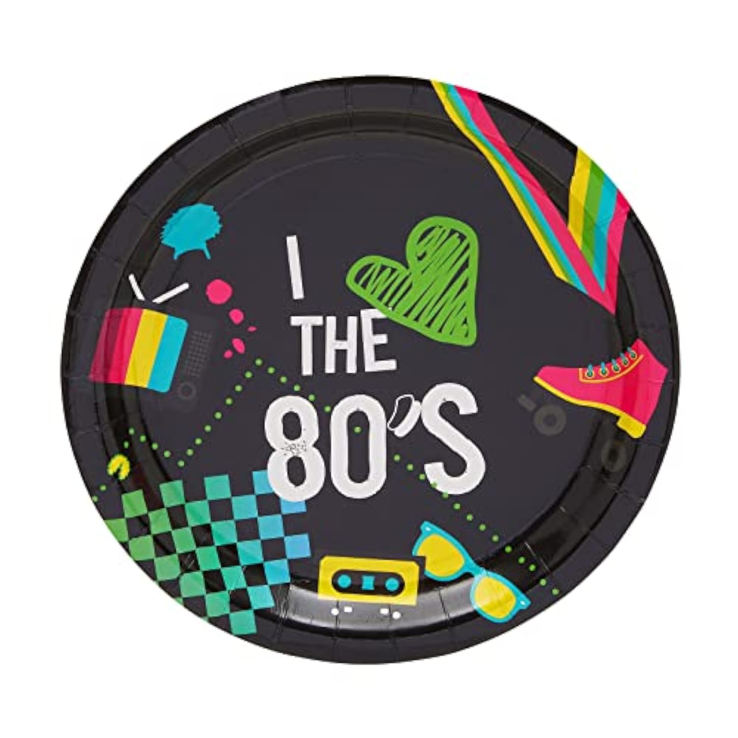 Serves 24 80S Birthday Party Decorations, Includes Plates, Napkins, Cups, And Cutlery, Back To The 80S Neon Party Supplies Pack, I Love The 80S Decor (144 Pieces Total)
