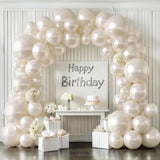 Pearl Sand White Balloons Arch Kit,Double Stuffed White Ivory Beige Cream Balloon Different Sizes 18/12/10/5 Inch Off White Balloon For Wedding Engagement Birthday Bachelorette Decorations
