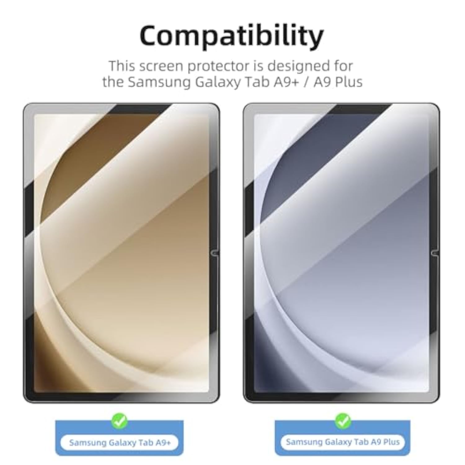 2 Pack Samsung Galaxy Tab A9 Plus 11 Inch Tempered Glass Screen Protector