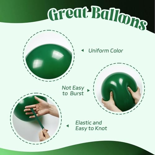 60pcs Green and Black Balloons 12inch with Dark Green Gold Balloons