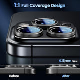 For Iphone 14 Pro/14 Pro Max/16 Pro/16 Pro Max Camera Lens Protector - Metal Frame Tempered Glass Cover, [Anti-Scratch] [Drop-Proof][Strong-Adhesion] Camera Screen Cover(Black)