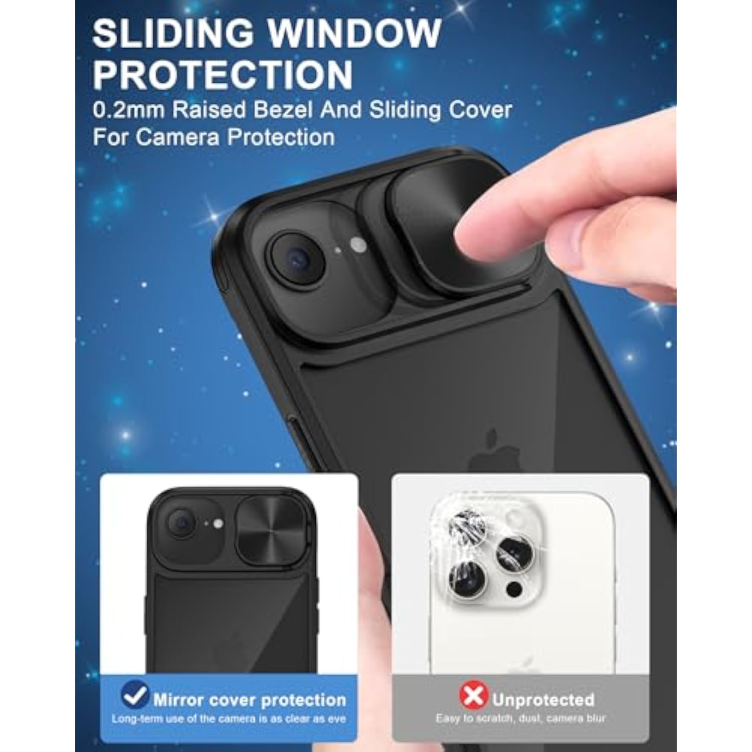 iPhone 17e 16e Rugged Case with Camera Cover, 17e/16e Military-Grade Protection Bumper Case