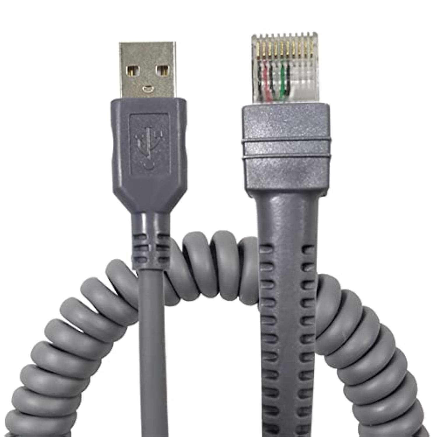 Ls2208-Sr Ls3408 Ls1203 Ls4208 Ds3408-Hd Usb To Rj45 Usb Cable For Symbol Zebra Barcode Scanner (3M / 9Ft Coiled Usb Port)
