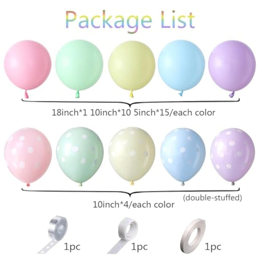 157Pcs Easter Balloon Garland Arch Kit, Assorted Macaron Color Pastel Polka Dot Balloons Rabbit Egg Carrot Foil Balloon For Easter Birthday Baby Shower Bunny Party Decoration Supplies