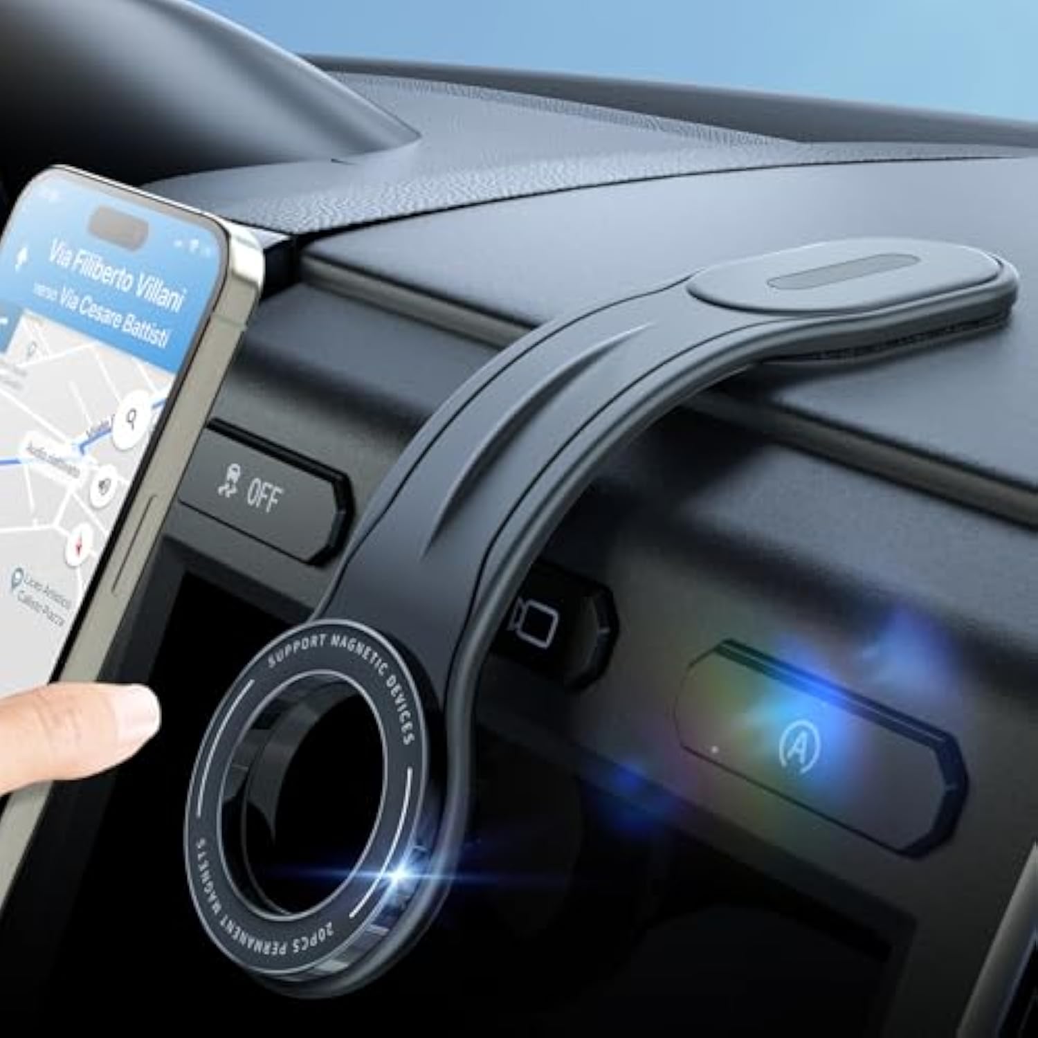 For Magsafe Car Mount Detachable, Bendable Aluminum Arm Magnetic Phone Holder For Car?20 Strong Magnets? Cell Phone Mount For Car Dash Fit Iphone 16 15 14 13 Pro Max Mini Mag Safe Accessories