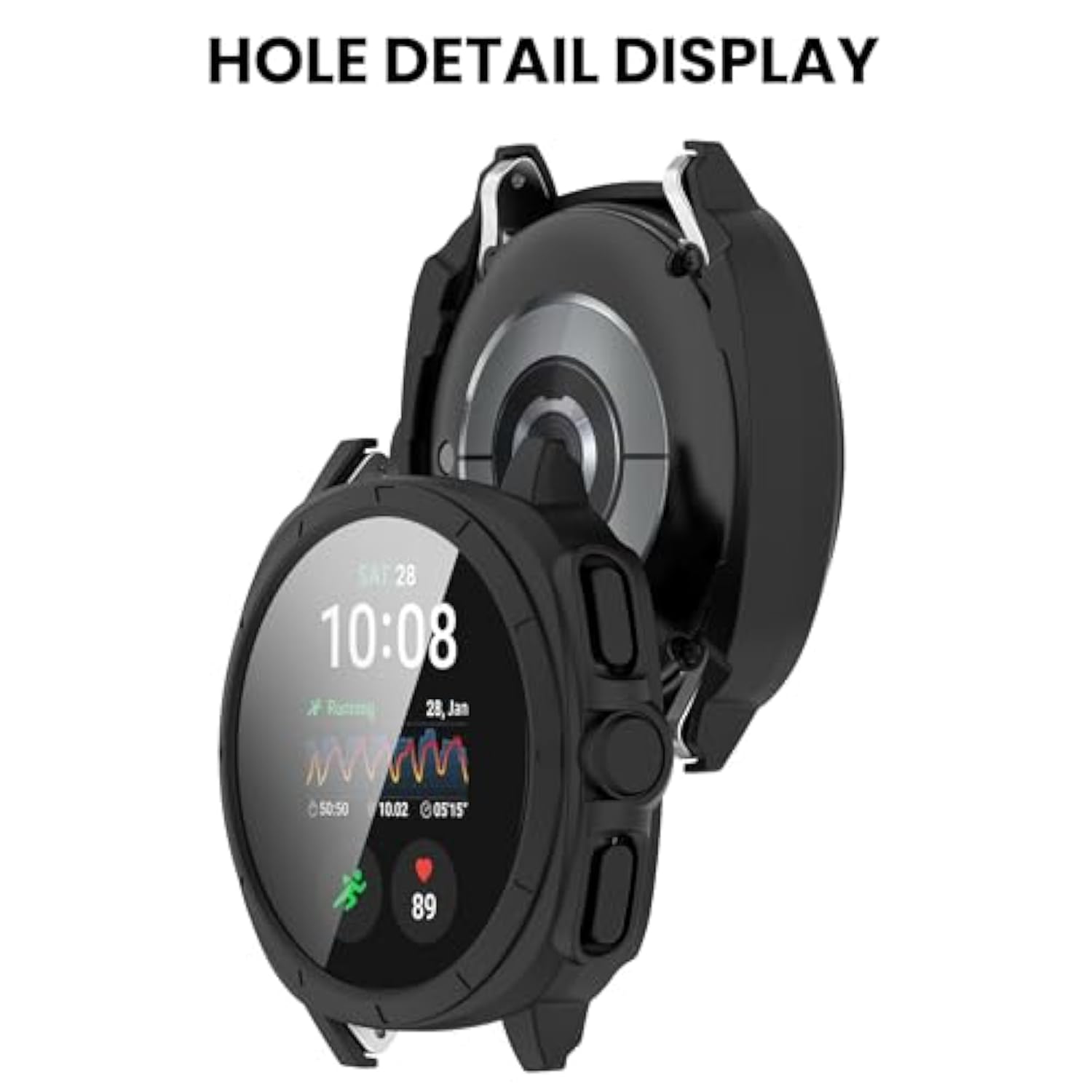 Intended For Samsung Galaxy Watch 7 Case 40Mm 44Mm Pc Rugged Bumper Frame With Tempered Glass Shock Proof Protective Shell For Galaxy Watch 7 Cover (Black&Gray, 44Mm)