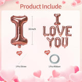 16 Inch Rose Gold I Love You Letter Balloons Foil Mylar Love Balloons For Wedding Anniversary Engagement Valentine Day Romantic Decorations Special Night Party Supplies