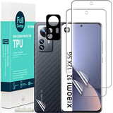 2 Pcs Screen Protector For Xiaomi Xiaomi 12/12X 5G 6.28",Flexible Tpu Film,With 1Pc Camera Lens Protector,1Pc Back Film,Bubble Free[Easy To Install]
