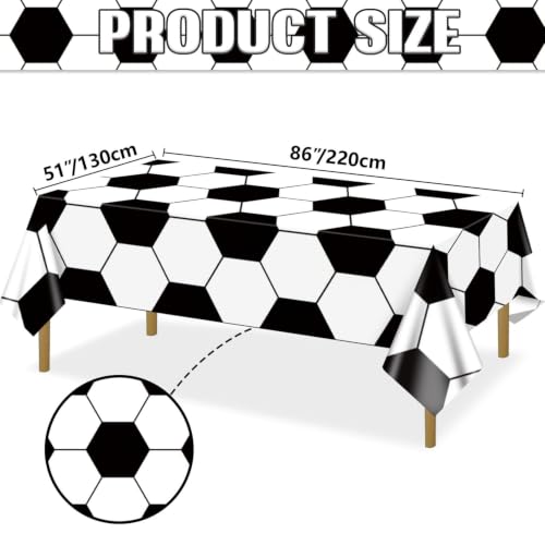 Soccer Table Cloth, 4 Pack Rectangle Soccer Pattern Party Table Covers for Children's Sports Birthday Party Decorations Picnic, 51 x 86 inch