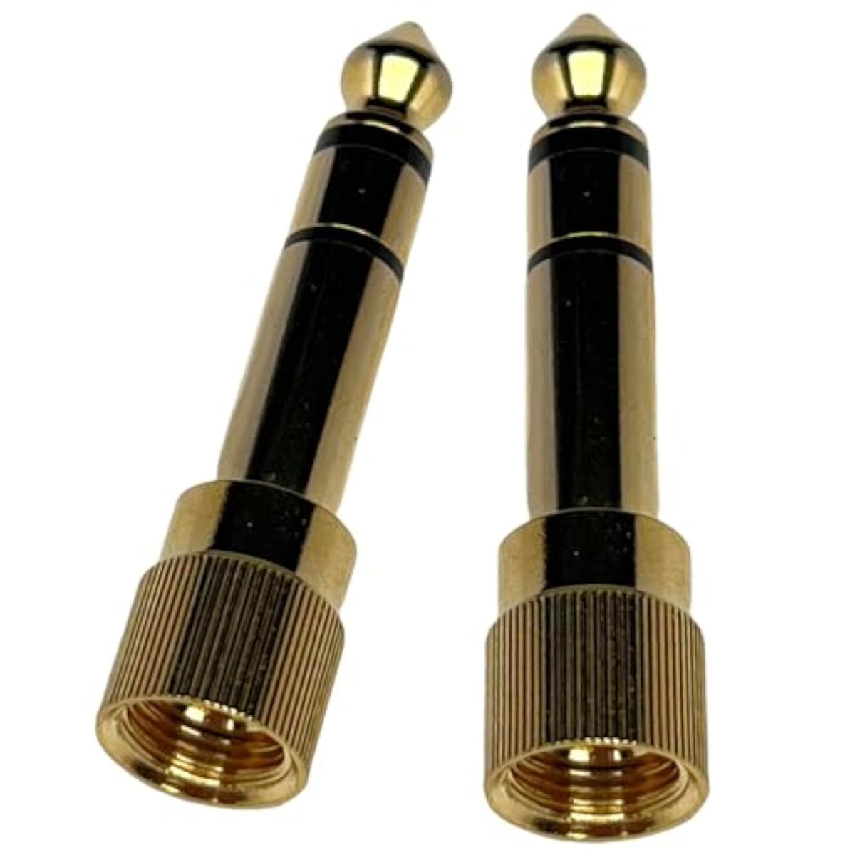 2-Pack 1/4" Stereo Phone Screw-On Adapter - Male 1/8" To Male 1/4" - 3.5Mm Stereo To 6.35Mm Stereo
