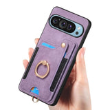 Pixel 9/9 Pro Wallet Case, PU Leather Flip, RFID Blocking, Kickstand - Purple