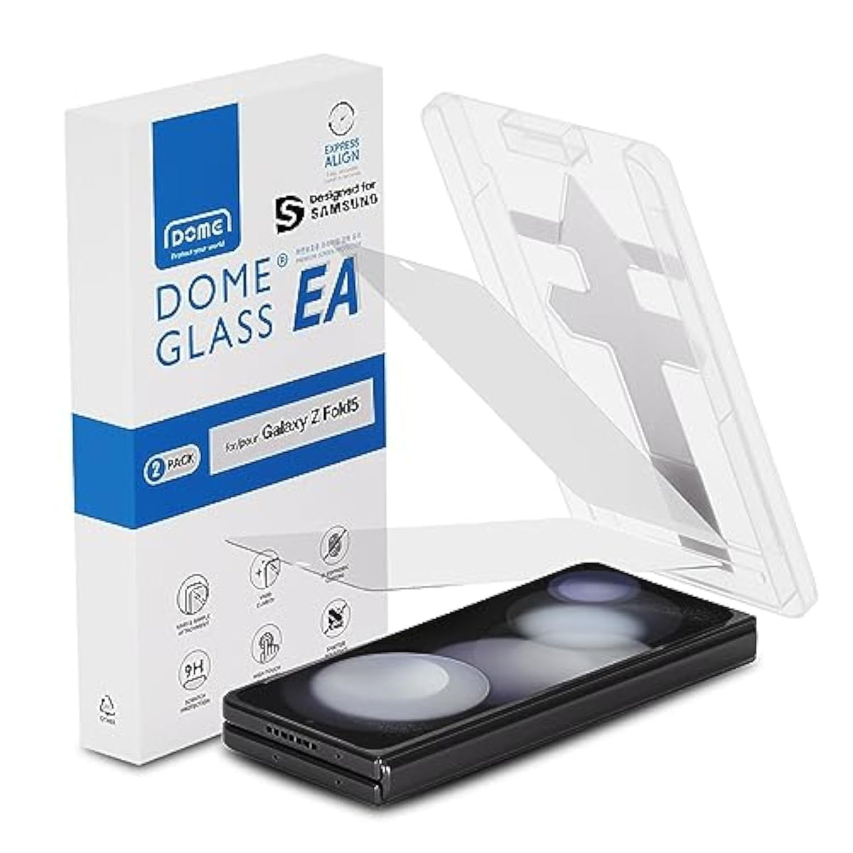 Whitestone 2Pack Ea Glass Screen Protector For Galaxy Z Fold 5 2023, Full Coverage Tempered Glass Shield [Easy Install] - Two Pack