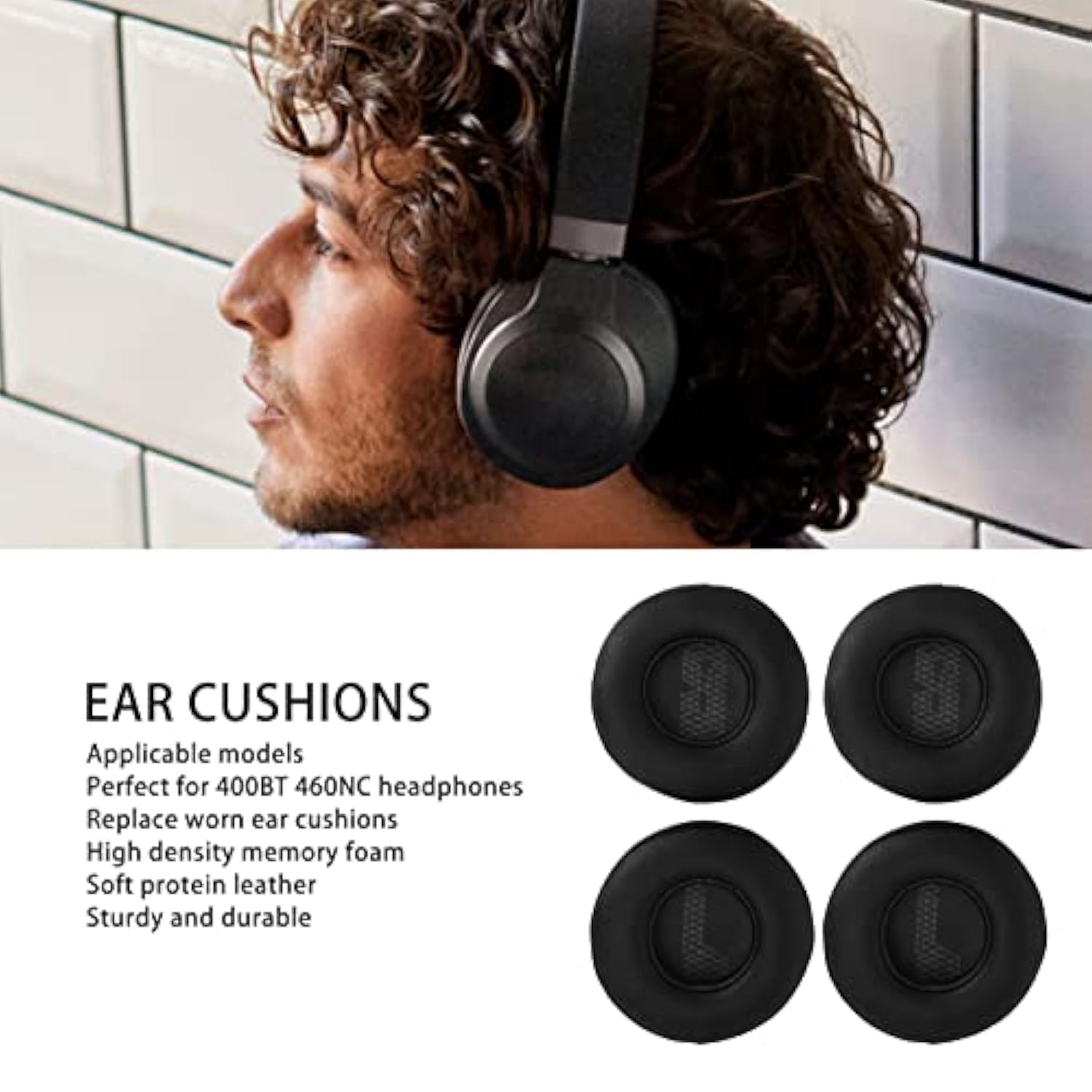 2 Pairs Replacement Ear Pads For Live 400Bt 460Nc Headphones Earpads, Headset Protein Leather Ear Cushion Repair (Black)