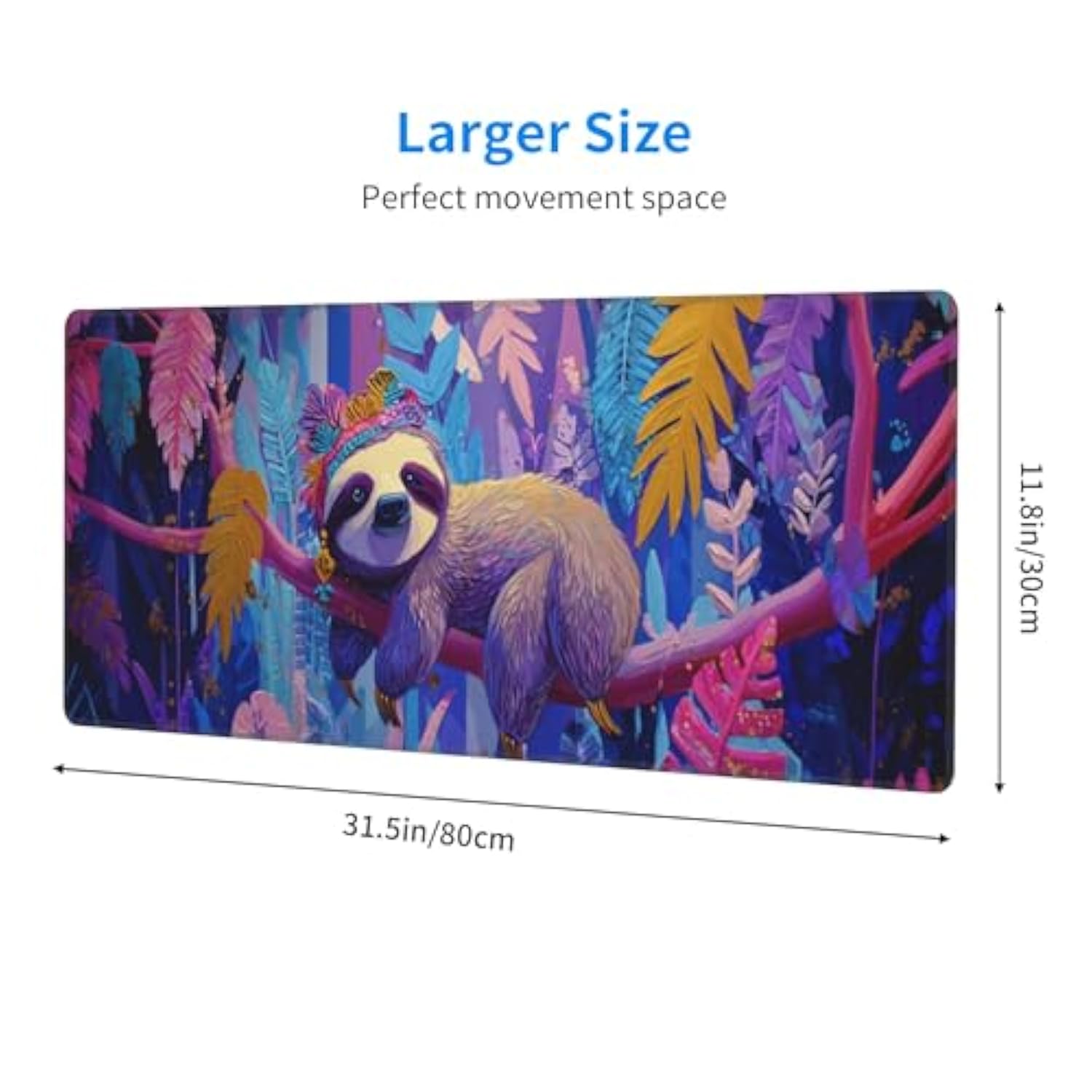 Sloth Large Mouse Pad Extended Desk Mat Non-Slip Rubber Base Gaming Keyboard Mat With Stitched Edges Waterproof For Office Home