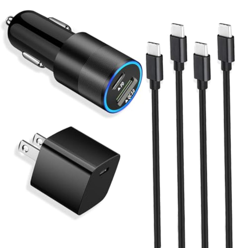 Usb C Fast Charger Kit For Google Pixel 9/9 Pro Xl/8/8 Pro/7/7 Pro/6A/6 Pro/6/5A/4, Samsung Galaxy S24, 30W Pd&Qc 3.0 Car Charging Adapter + 20W Wall Charger Block + 2 Pack Type C Cable 3.3Ft