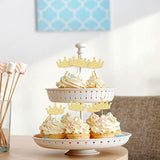 24Pcs Gold Crown Cupcake Toppers – Glitter Picks for Princess, Baby Shower & Birthday Decor