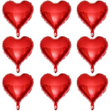 10 Pcs Red Heart Shape Foil Mylar Balloons 18 Inch Love Balloons For Valentine'S Day Birthday Party Decorations Wedding Engagement Romantic Decor (Red)