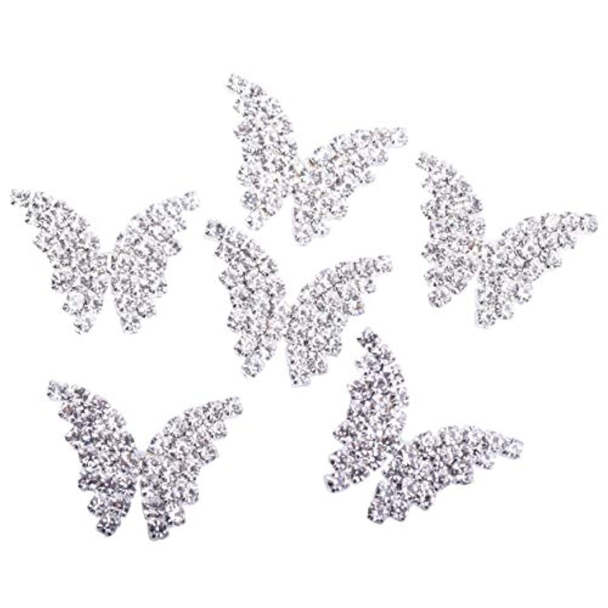 10Pcs Crystal Rhinestone Butterfly Embellishments Buttons,Sew On Butto