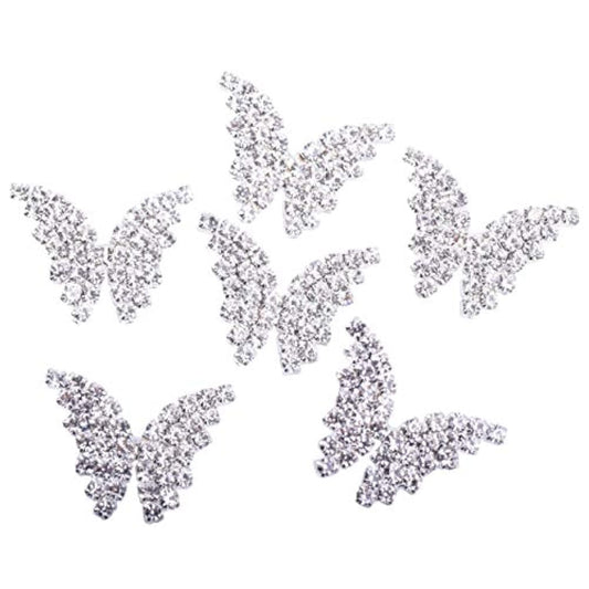 10Pcs Crystal Rhinestone Butterfly Embellishments Buttons,Sew On Butto