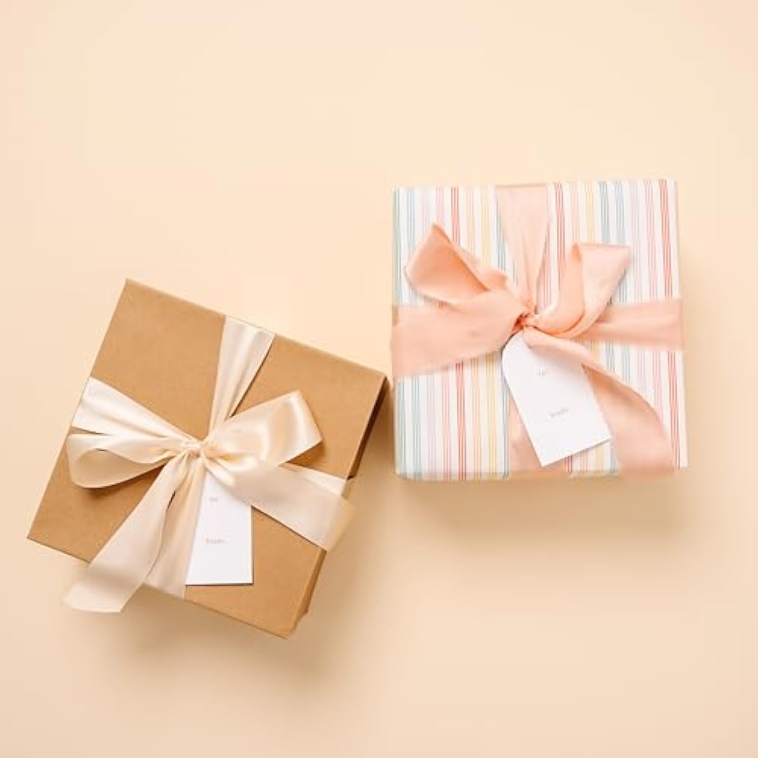 Letterpress Gift Tags, Gold Foil, To And From, Set Of 25 Paper Tags With Satin Ribbon