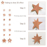 Rose Gold 13Th Birthday Decorations For Girls, 8 Pcs Number 13 Circle Dot 3D Star Metallic Hanging Streamer Happy 13 Year Old Birthday Banner Backdrop Thirteen Anniversary Party Supplies