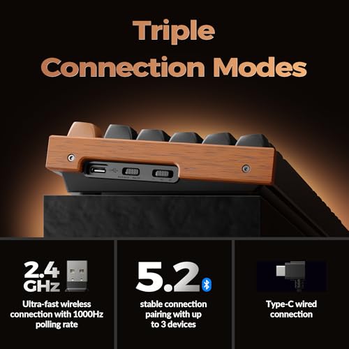 K8 He Tkl Hall Effect Wireless Mechanical Keyboard, Magnetic Hot-Swappable Switches, Rapid Trigger, Qmk/Via, Rgb, 2.4Ghz/Bluetooth 5.2/Wired, Aluminum & Wood Frame, Mac Windows Linux Black