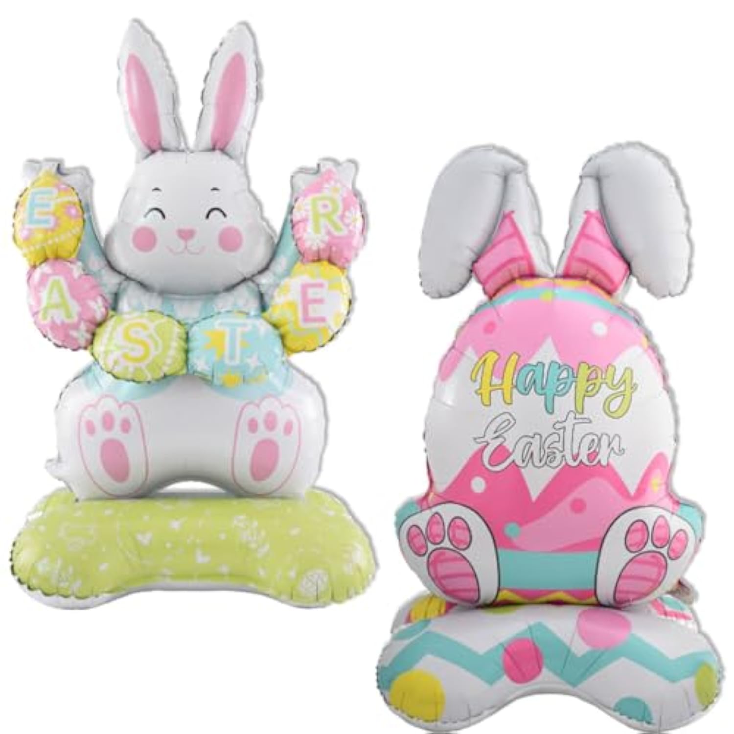 Easter Balloons For Easter Party Decorations - 59 Inch Large Standing Bunny Balloons And Bunny Egg Foil Balloon For Easters Decorations - Home Spring Themed Party Decor