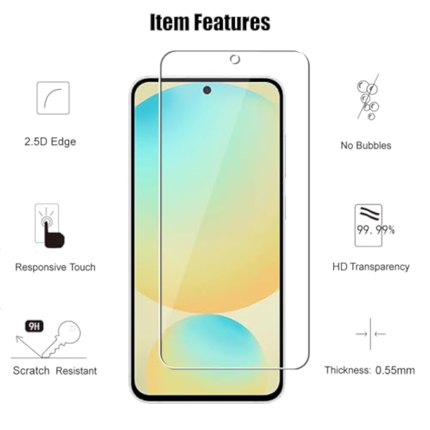 (3+3) For Samsung Galaxy S24 Fe 5G (3 Pack) Tempered Glass Screen Protector And (3 Pack) Camera Lens Protector, 9H Hardness, 2.5D, Anti Scratch, Hd Clear