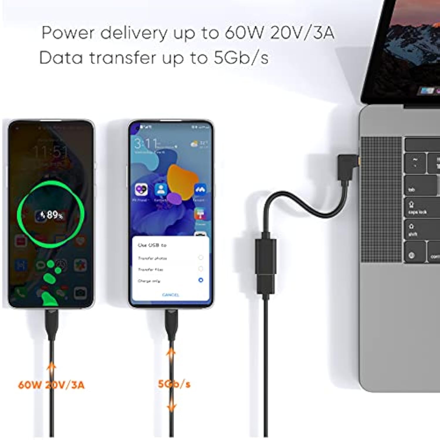 CableCreation Type C to USB 3.0 Adapter, 90 Degree USB C Male to USB A Female OTG Cable Adapter, Compatible with MacBook Pro, Samsung Note 8, Dell XPS 15 etc., 15 cm/Black