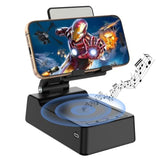 Birthday Gifts For Men,Cell Phone Stand With Wireless Bluetooth Speaker And Antislip Base Hd Surround Sound For Home With Bluetooth Speaker For Desk Compatible With Iphone,Ipad (Black)