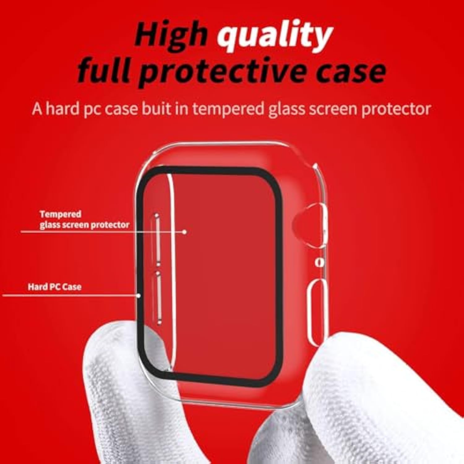 Smiling 2 Pack Case Built In Tempered Glass Screen Protector Compatible With Apple Watch Se 2 (2024)/Se/Series 6/Series 5/Series 4 40Mm, Hard Pc Case Overall Protective Cover- Transparent