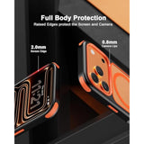 Crystal Clear iPhone 17 Pro Max Case with MagSafe Compatibility, Multicolor Protective Bumpers, Slim Cover for Men and Women - Black/Orange