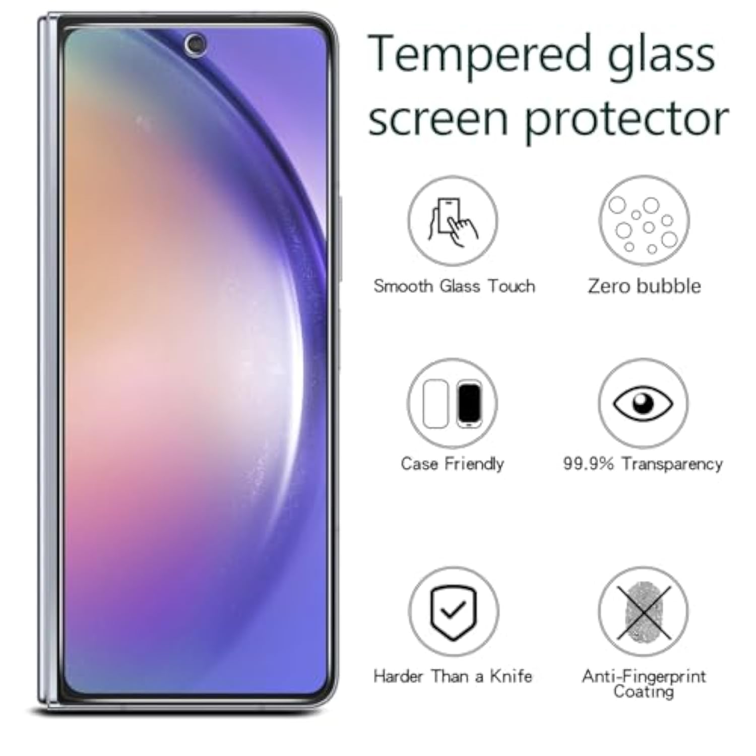 2 Pack Privacy Screen Protector For Samsung Galaxy Z Fold 5 Anti Spy Private Tempered Glass, Anti-Scratch, Bubble Free