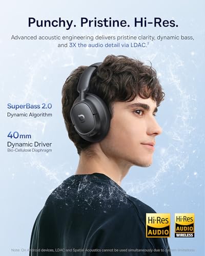 Bass BH1 NC Adaptive Active Noise Cancelling Headphones, Real-Time Adaptive Hybrid ANC, SuperBass 2.0, LDAC Hi-Res Sound, 80H Playtime, 5-Mic AI