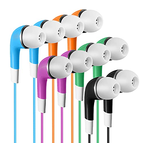 Bulk Kids Earbuds Individually Packaged Classroom 100 Pack Multi Color Earphones Headphones for Children Students Schools Libraries Hospitals
