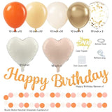 Fall Boho Birthday Decoration Set: Orange, Peach, & Beige (62pcs)