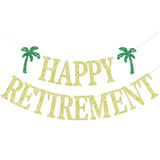 Gold Glittery Happy Retirement Banner, Official Retired Decor - Retirement Party Decorations Supplies