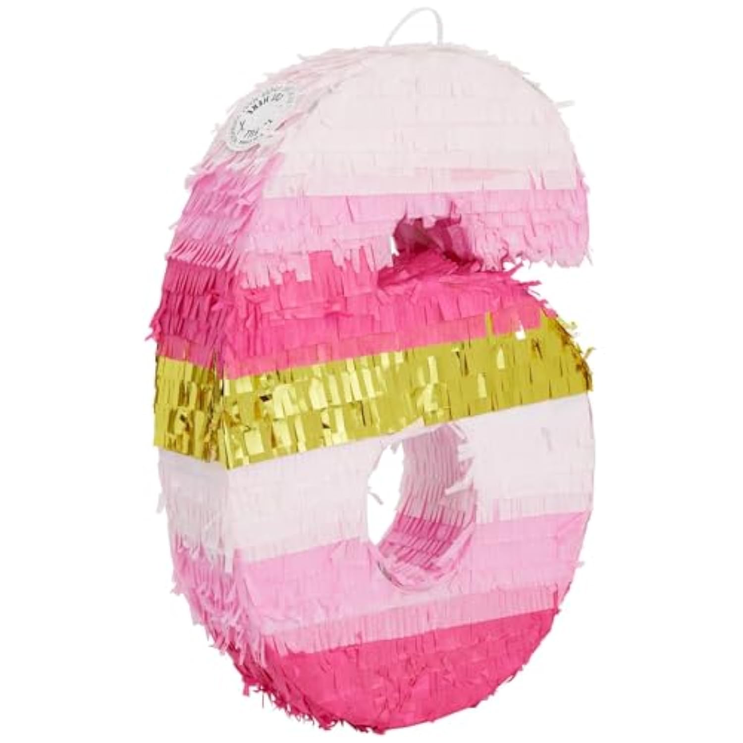 Pink & Gold Number 6 Pinata: 6th Birthday Party Decoration (16.5"x11")