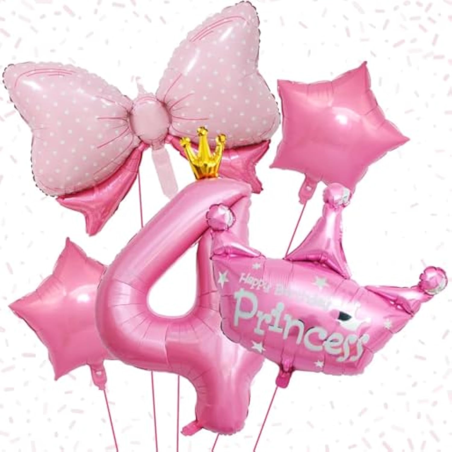 Princess 4th Birthday Decorations 40" Number 4 & Crown Balloon Set