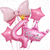 Princess 4th Birthday Decorations 40" Number 4 & Crown Balloon Set
