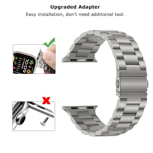 Band Compatible with Apple Watch Band 49mm 45mm 44mm 42mm Premium Stainless Steel Metal Replacement Strap Compatible with Apple Watch Ultra 3 2 1