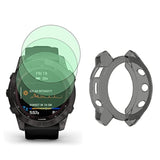 Watch Screen Protector (3+1Pack) Compatible For Garmin Fenix 7X 51Mm / 7X Solar / 7X Sapphire Solar, Tempered Glass Film Anti-Scratch High Definition Full Coverage And Soft Tpu Protective Case
