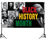Black History Month Photo Booth Backdrop Martin Luther King African American National Holiday Party Decorations February School Classroom Wall Decor (5.9×3.6ft)