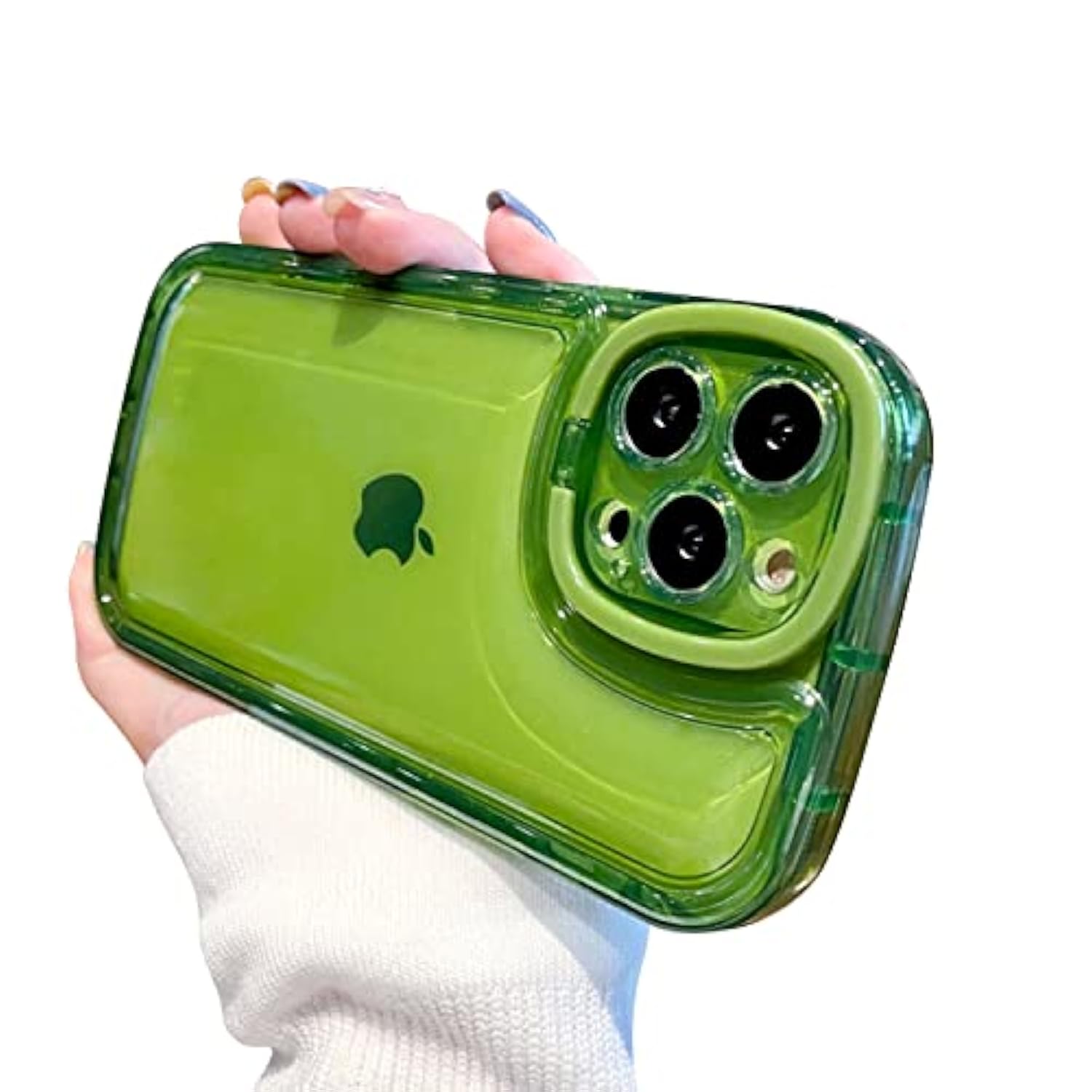 Compatible With Iphone 13 Pro Max Case With Clear Kickstand Creative Protective Design Case With Camera Holder For Tpu Slim Shockproof Cool Phone Case For Iphone 13 Pro Max-Green
