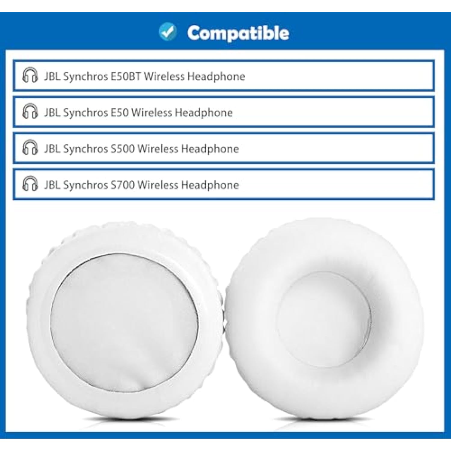 Professional Earpads Cushion Replacement Compatible With Jbl Synchros E50Bt E50 S500 S700 Wireless Headphones Ear Pads With Skin-Friendly Leather And Memory Foam