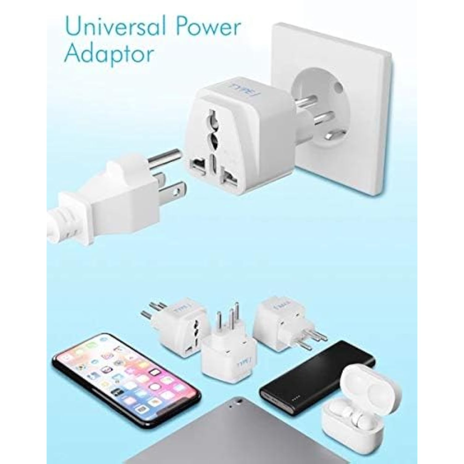 Ceptics Brazil Travel Plug Adapter (Type N) - 3 Pack [Grounded & Universal] (GP-11C-3PK)