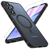 Galaxy A15 5G Phone Case,Magnetic Samsung Galaxy A15 5G Case For Magsafe With Tempered Glass Screen Protector,[Shockproof ] Translucent Back Slim Bumper Cover Samsung A15 5G Case, Black